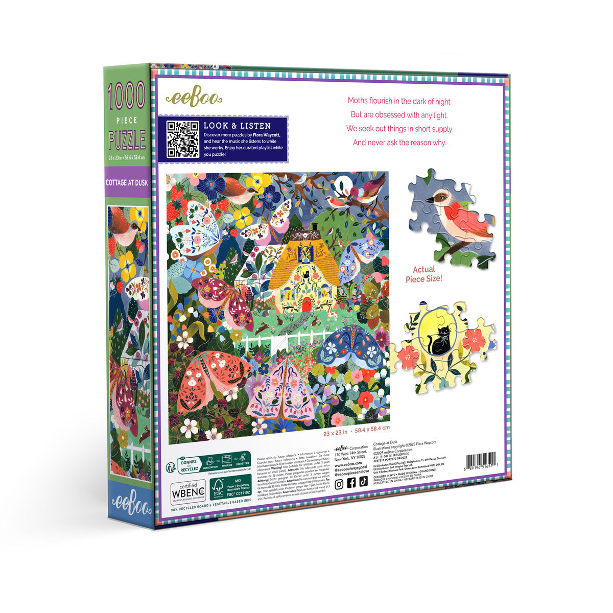 eeBoo: Cottage at Dusk Square Puzzle - 1000pc