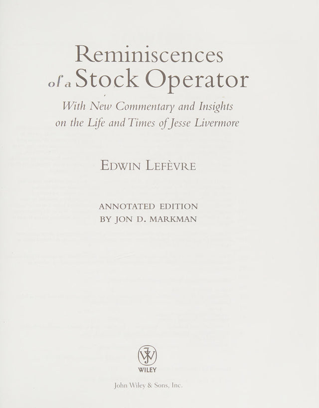 Reminiscences of a Stock Operator