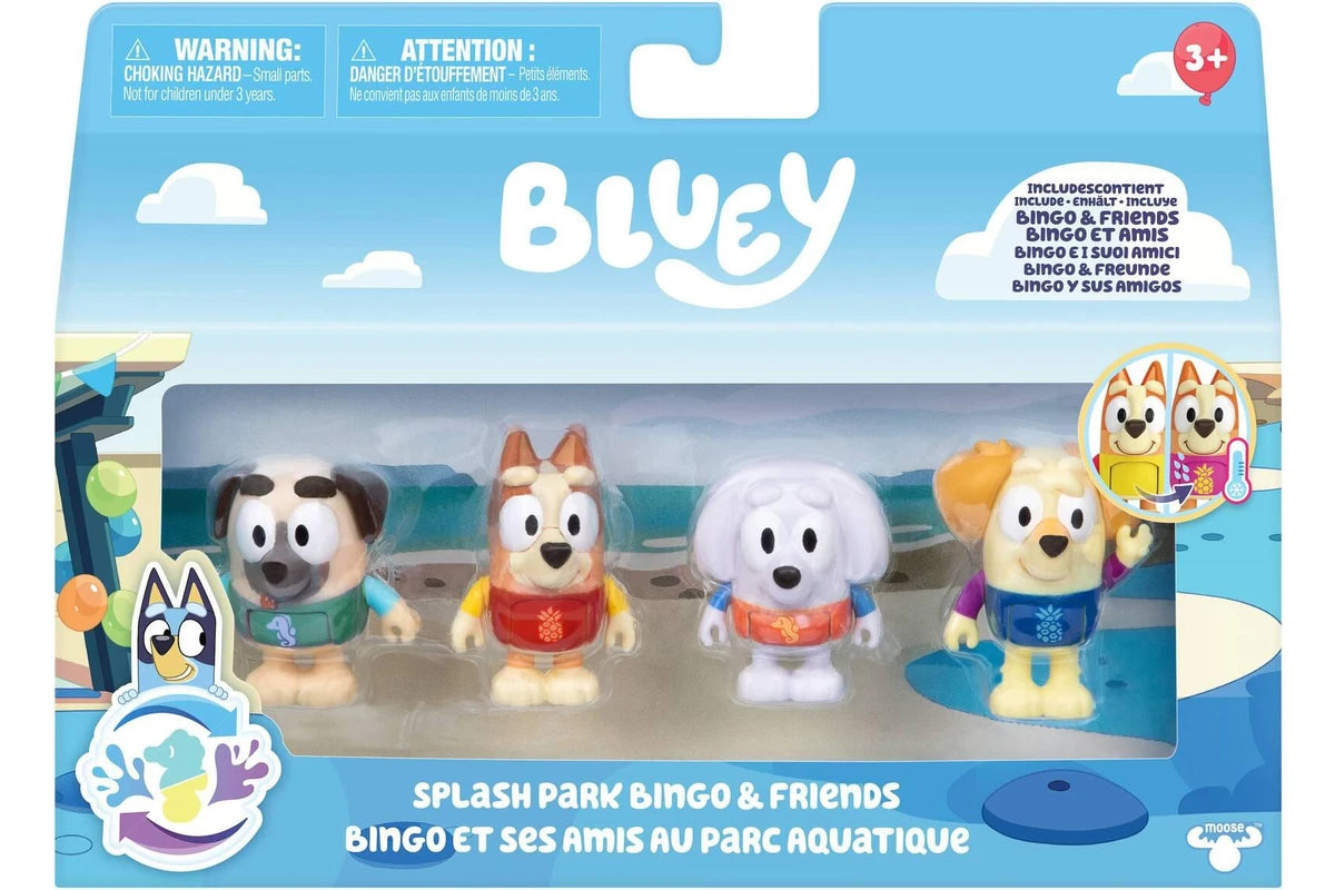 Bluey: Splash Park Bingo & Friends (Colour Change) - 4 Pack