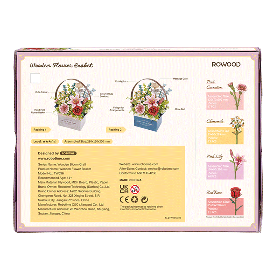 Rolife: Wooden Flower Basket DIY Miniature Puzzle Kit - (TW03H)