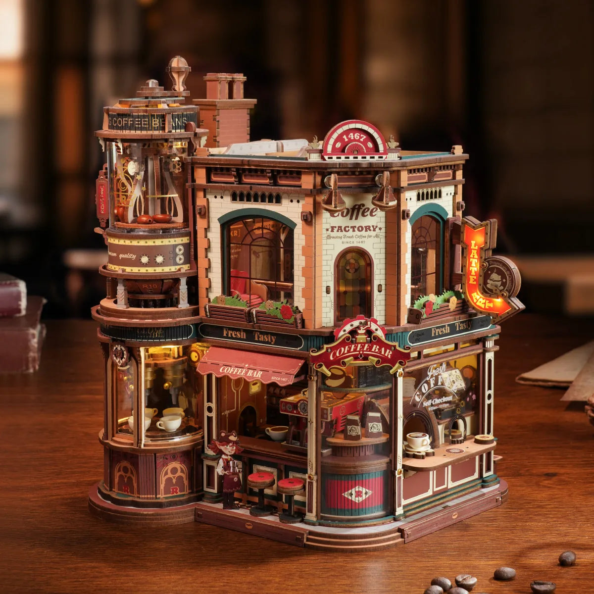 Rokr: Dream Coffee Factory DIY Miniature Puzzle Kit - (EAB02)