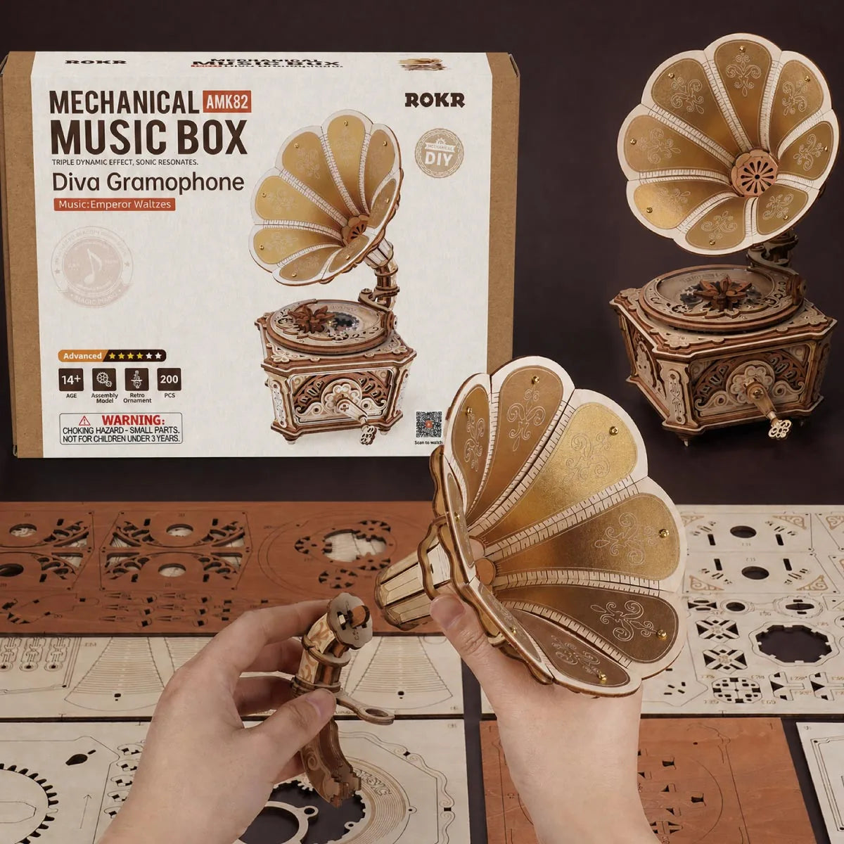 Rokr: Diva Gramophone DIY Miniature Puzzle Kit - (AMK82)