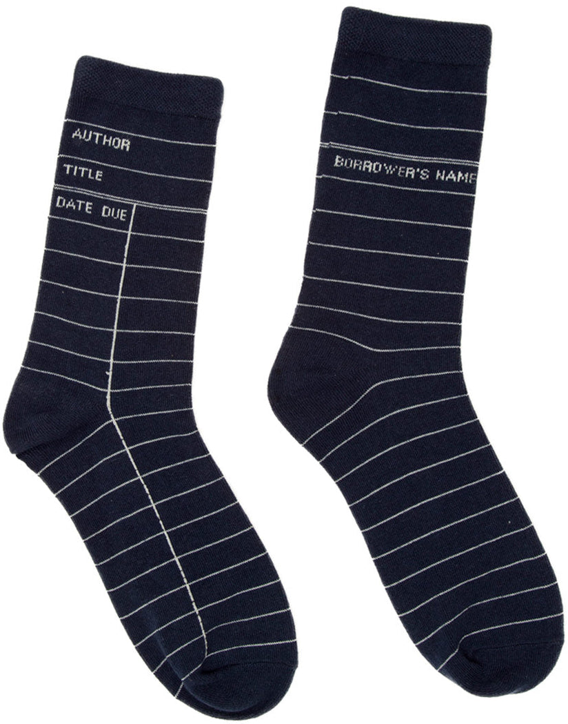 Library Card Navy Socks - Large