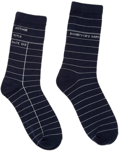 Library Card Navy Socks - Large