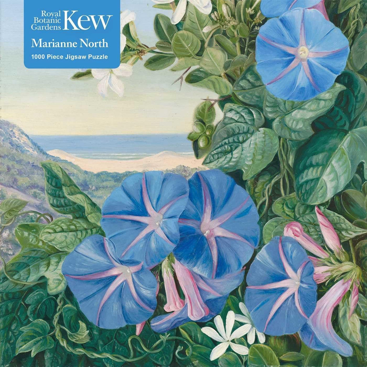 Adult Jigsaw Puzzle Kew: Marianne North: Amatungula and Blue Ipomoea, South Africa (1000 pieces)