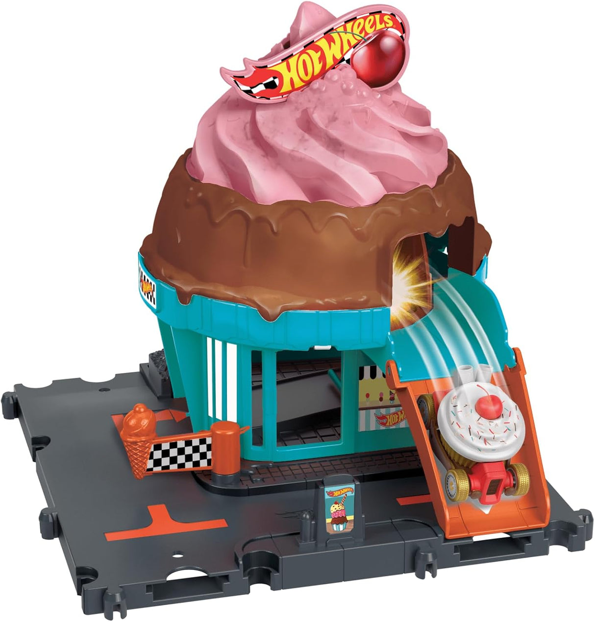 Hot Wheels: Downtown Ice Cream Swirl Playset