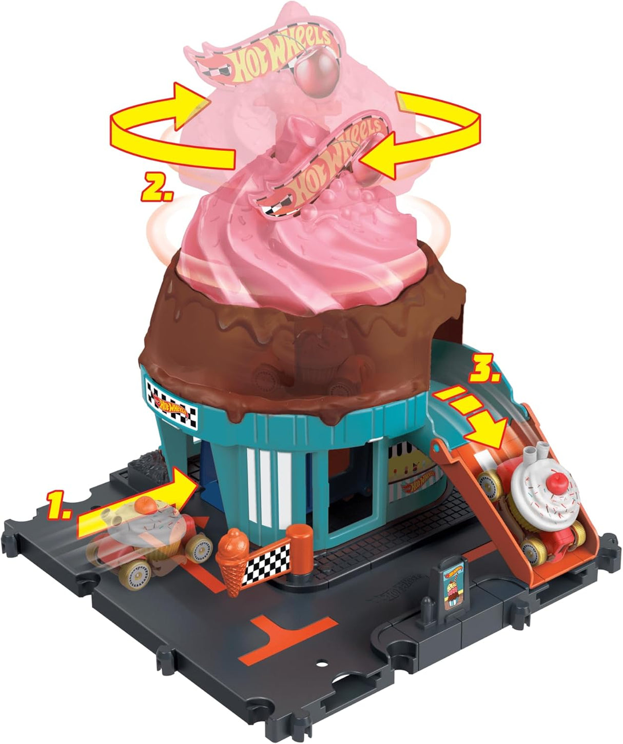 Hot Wheels: Downtown Ice Cream Swirl Playset