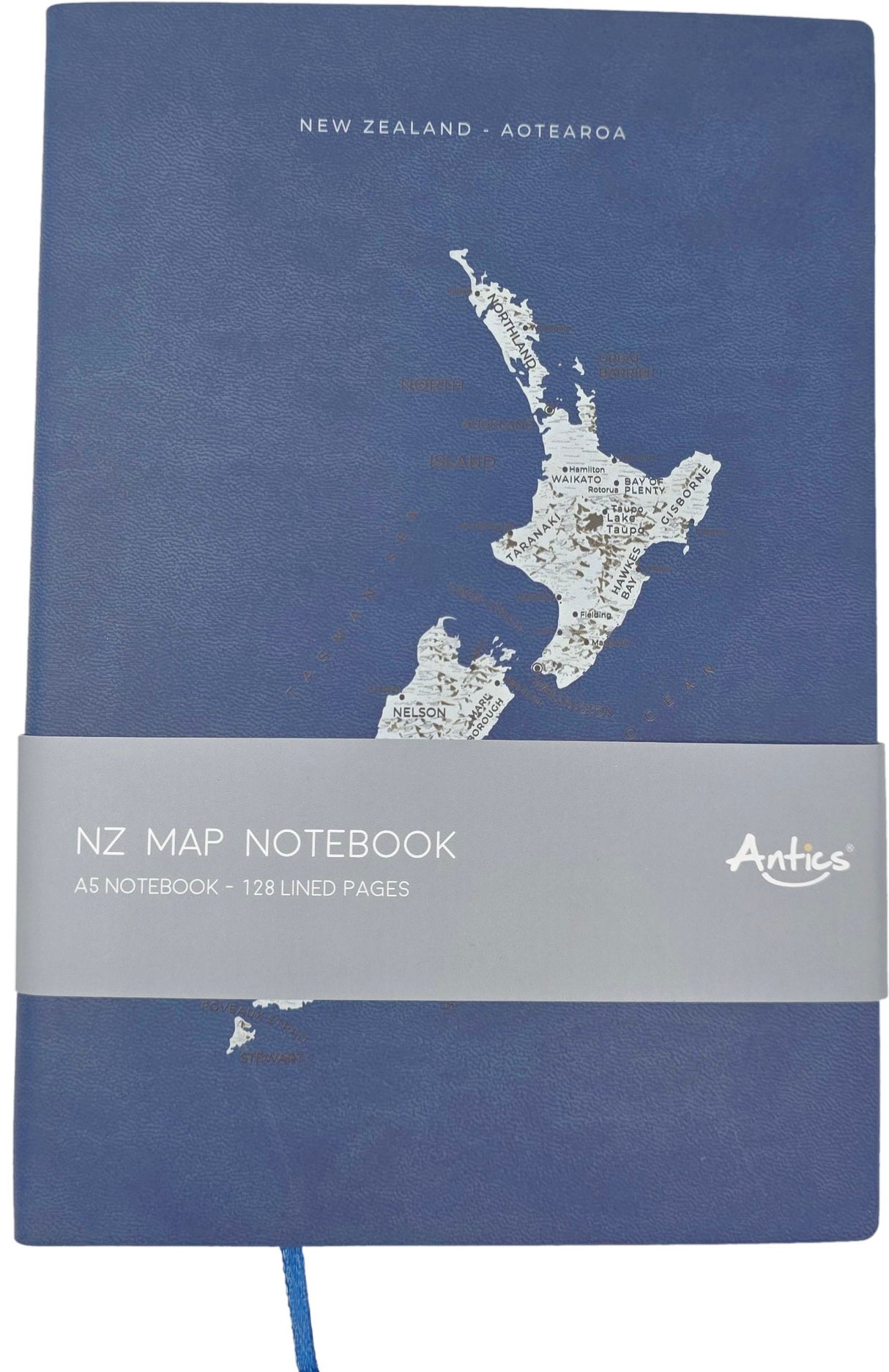 New Zealand Map A5 Notebook - Navy