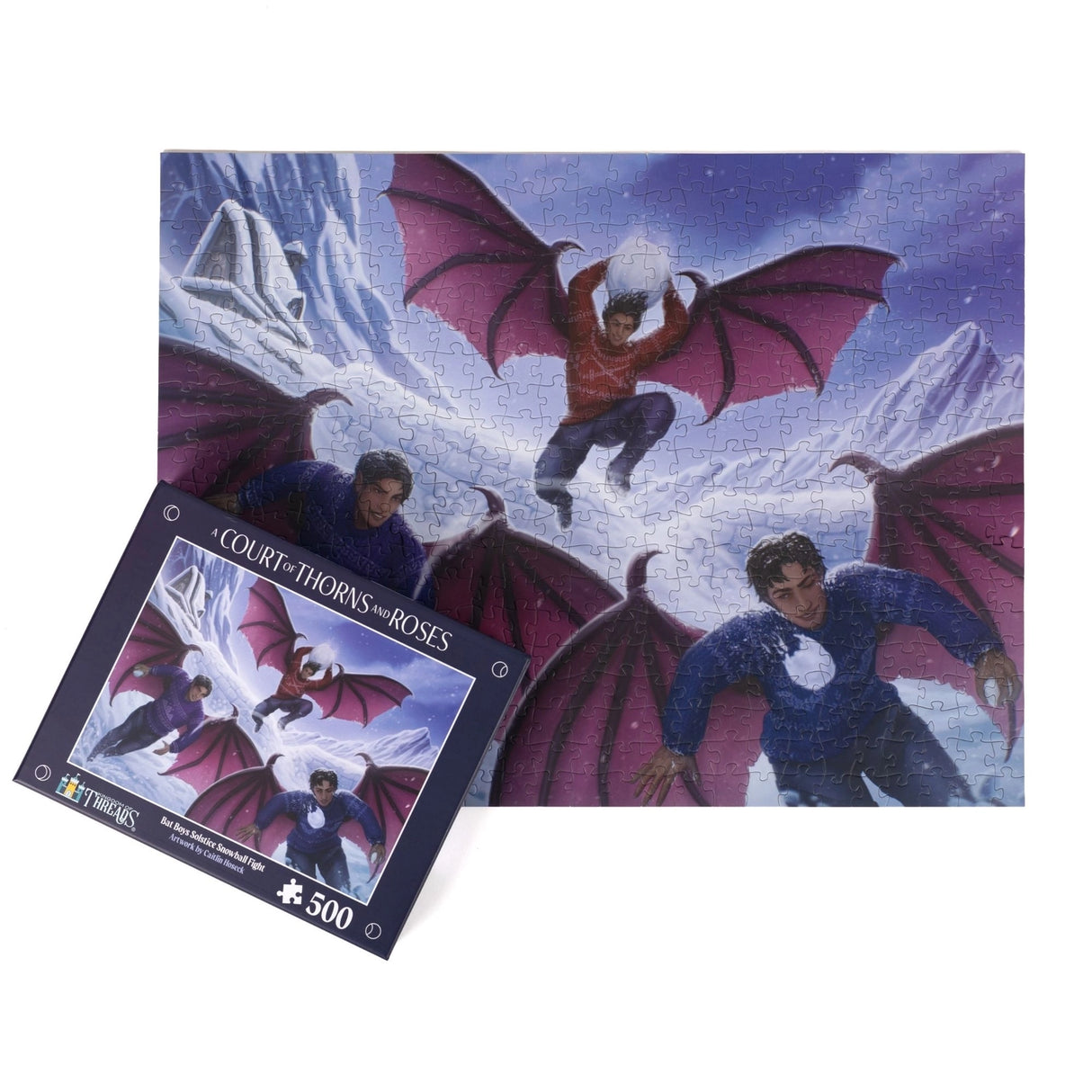 Kingdom of Threads: Bat Boys Solstice Snowball Fight 500-Piece Puzzle | ACOTAR