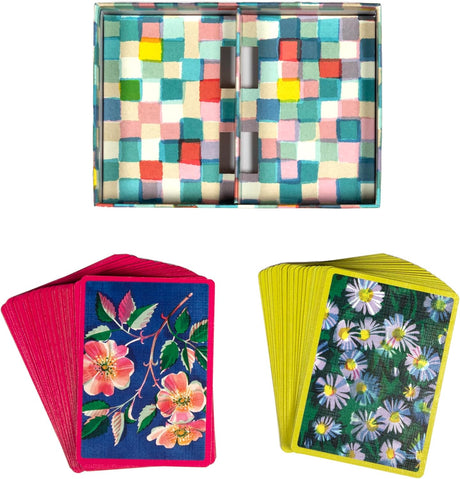 eeBoo: Playing Cards - Roses & Asters (Set of 2)