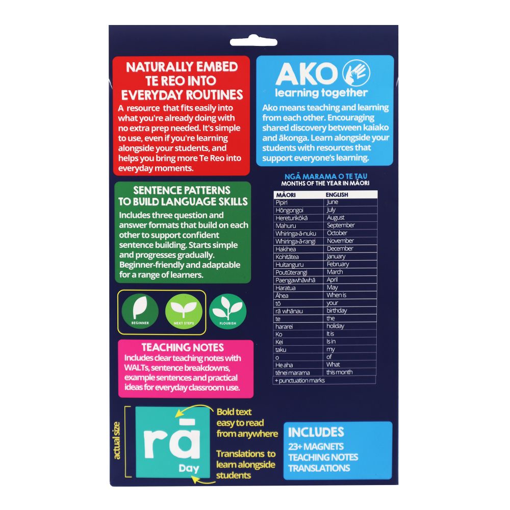 Magnetic Months in Te Reo Māori (23 Pieces)