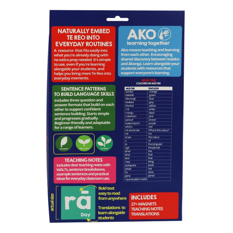 Magnetic Colours in Te Reo Māori (27 Pieces)