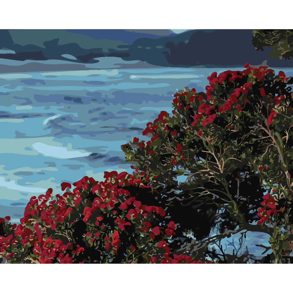 Kiwi Paint By Numbers - Pohutukawa Tree