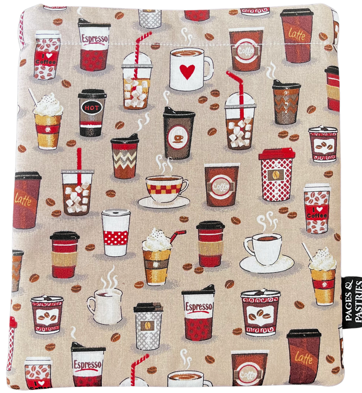 Pages & Pastries: Medium Book Sleeve - Coffee