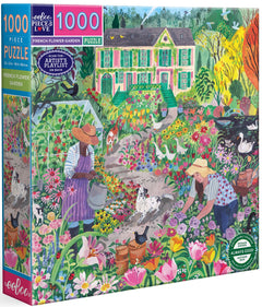 eeBoo: French Flower Garden Square Puzzle - 1000pc