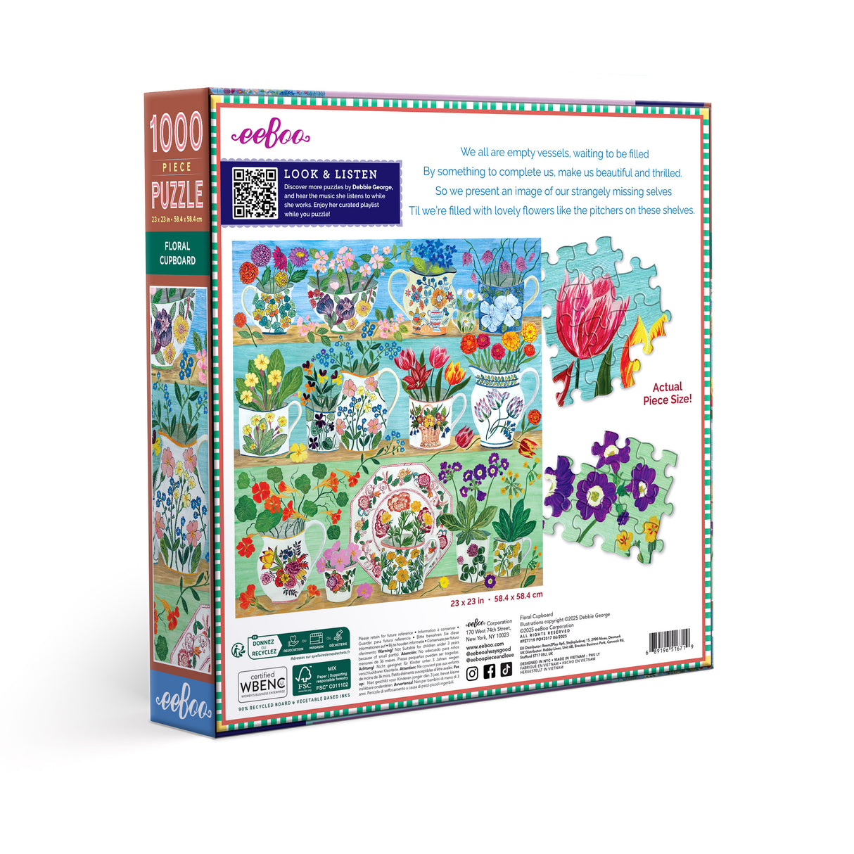 eeBoo: Floral Cupboard Square Puzzle - 1000pc