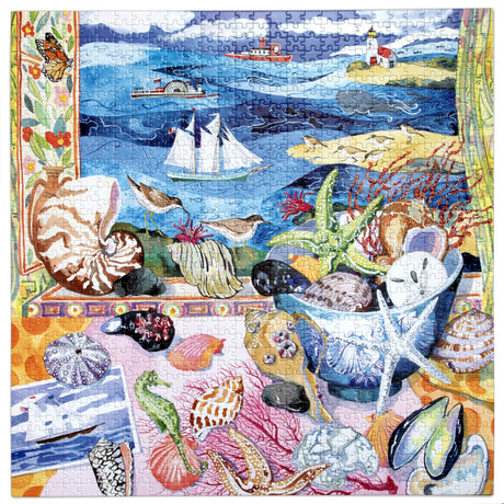 eeBoo: Seashells by the Shore Square Puzzle - 1000pc