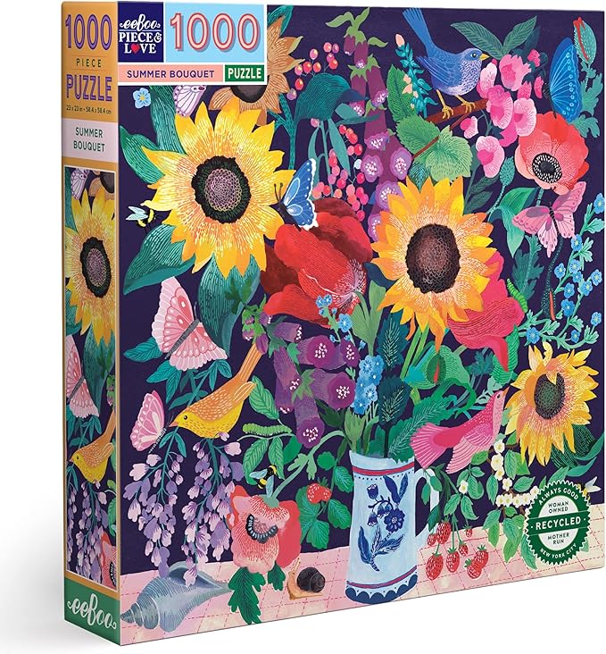 eeBoo: Summer Bouquet Square Puzzle - 1000pc
