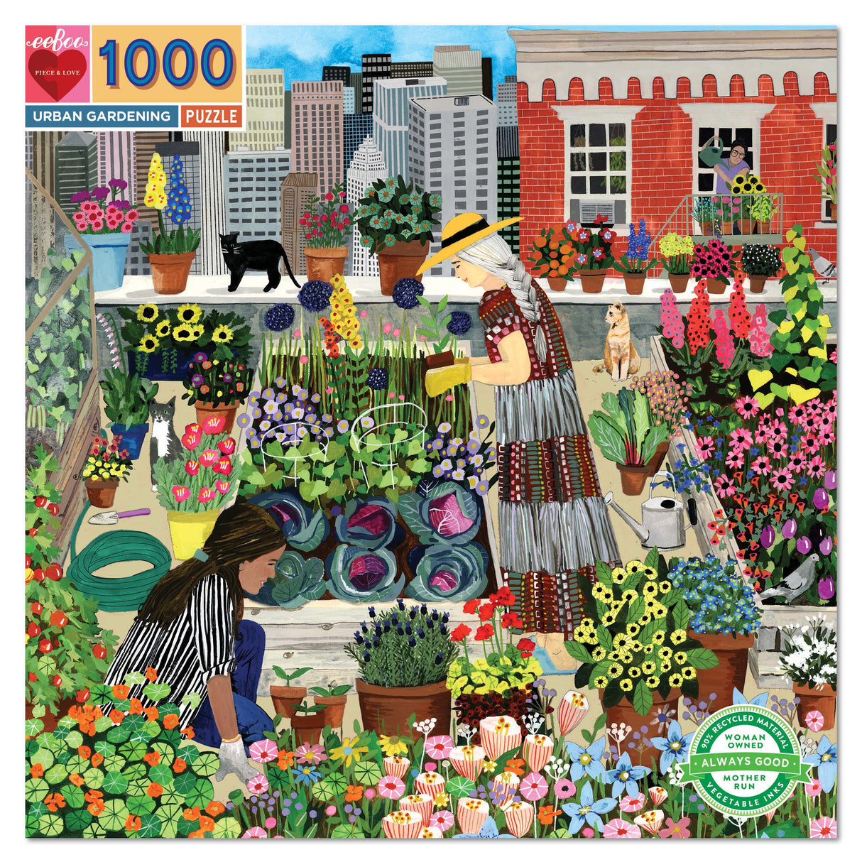 eeBoo: Urban Gardening Square Puzzle - 1000pc