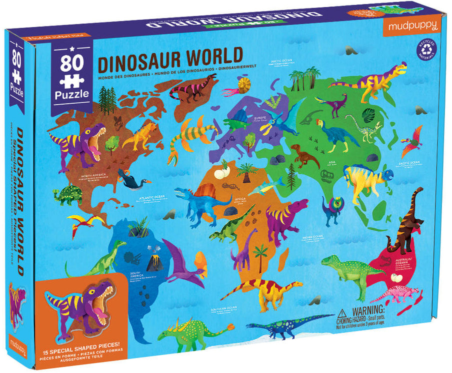 Mudpuppy: Dinosaur World Geography - 80pc Puzzle
