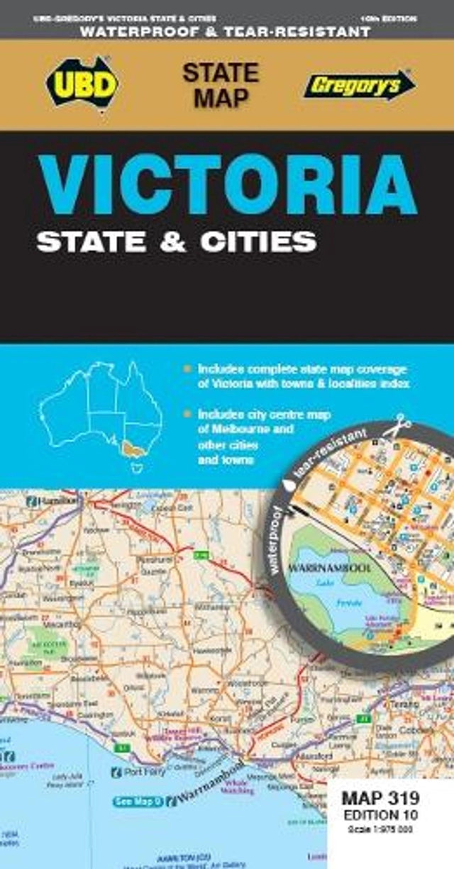 Victoria State & Cities Map 319 10th ed (waterproof)