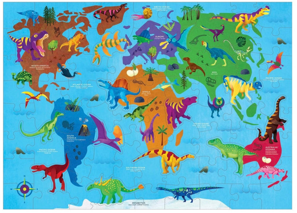 Mudpuppy: Dinosaur World Geography - 80pc Puzzle